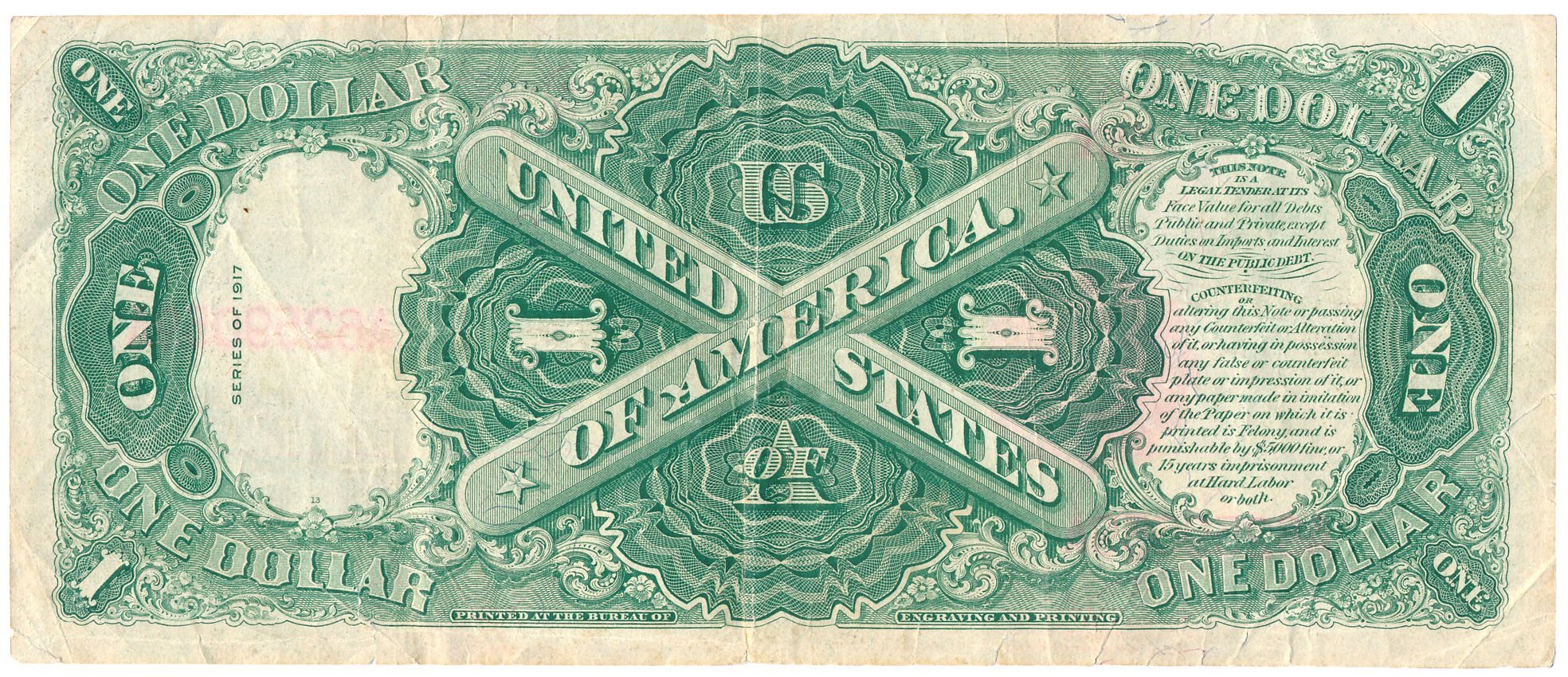 USA. Dolar 1917 Legal Tender Large size, seria AA